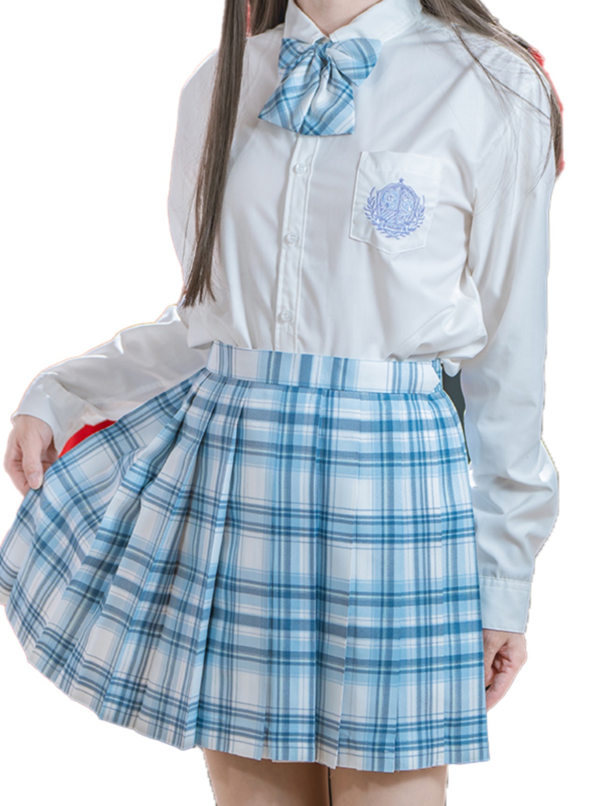 セーラー服 学院風チェック柄プリーツスカートセット