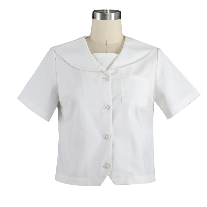 セーラー服 清涼感溢れる丸襟セーラー半袖ブラウス