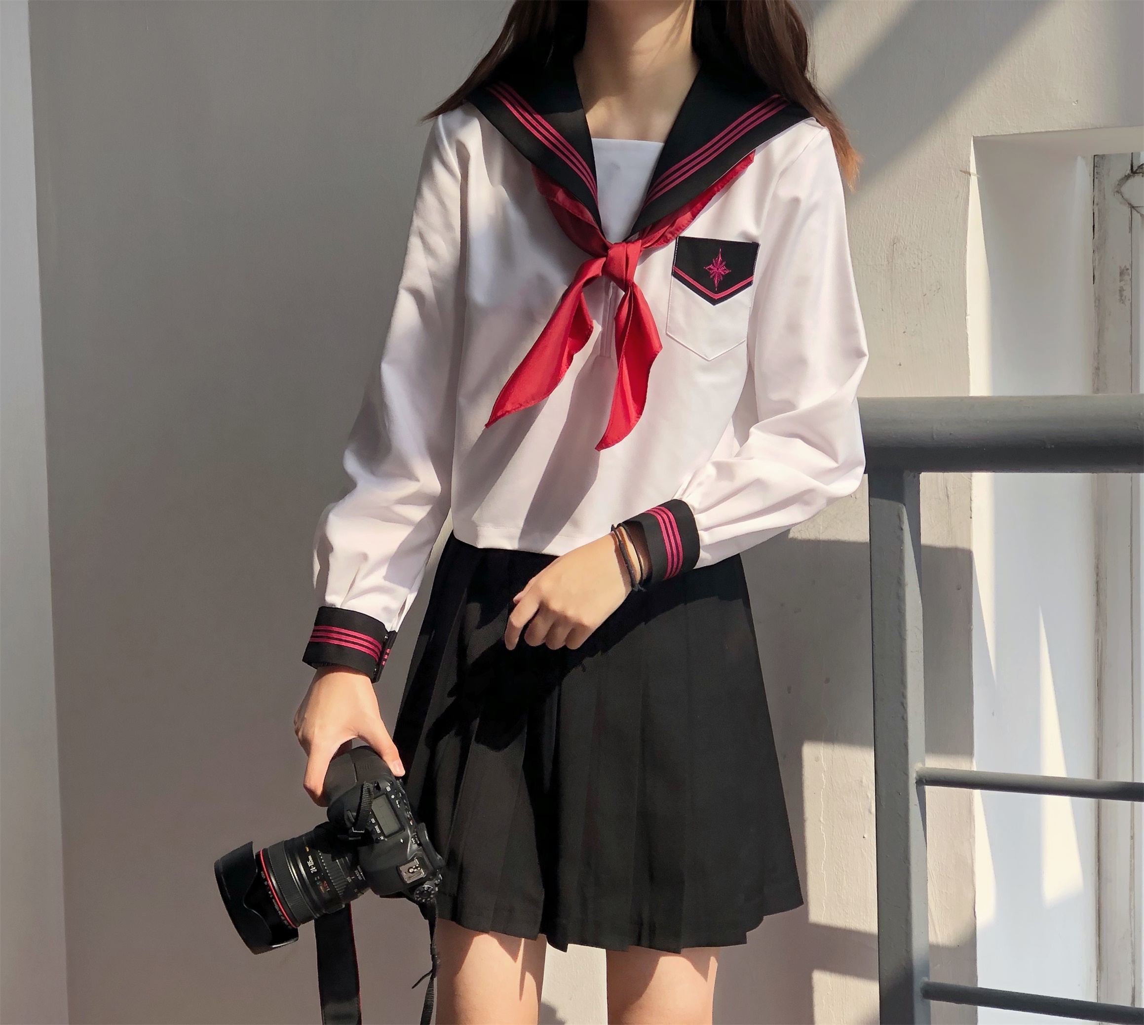 セーラー服 星型ワッペン付きマリン風セーラートップス