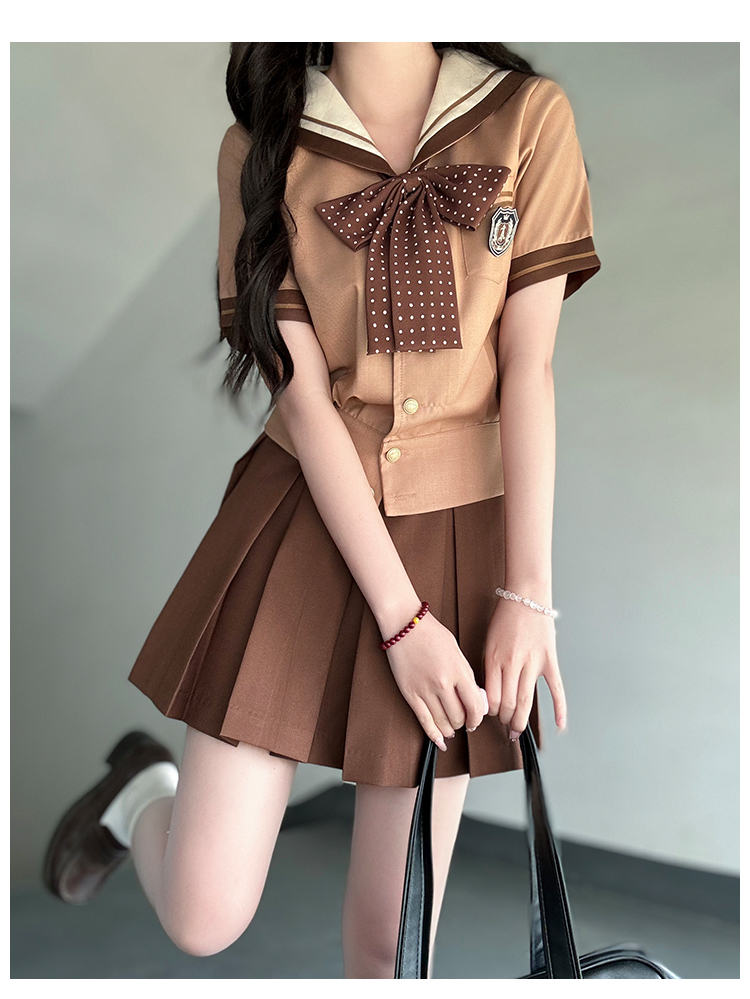 セーラー服 優雅リボン付き制服風セーラートップス