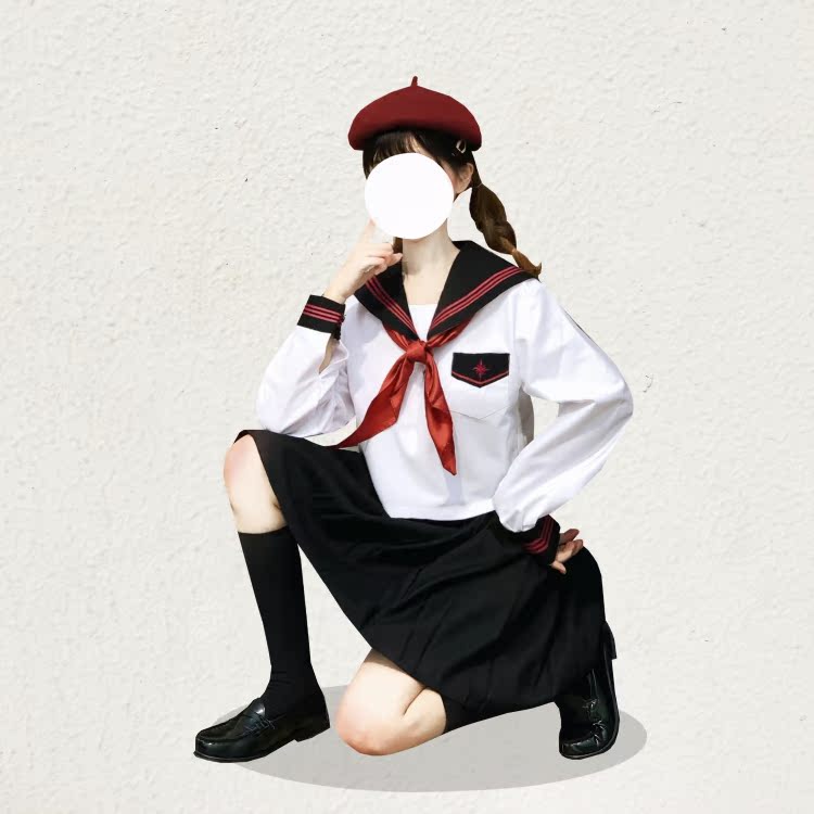 セーラー服 星型ワッペン付きマリン風セーラートップス