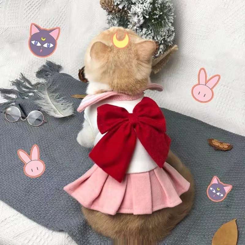 セーラー服  猫用セーラームーン風コスプレワンピース