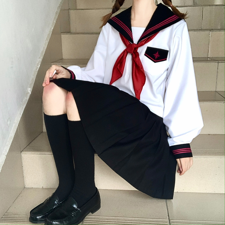 セーラー服 星型ワッペン付きマリン風セーラートップス
