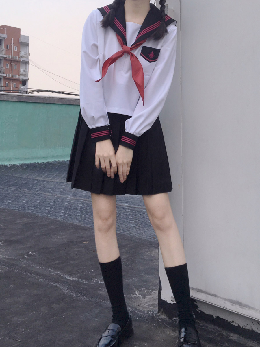 セーラー服 星型ワッペン付きマリン風セーラートップス
