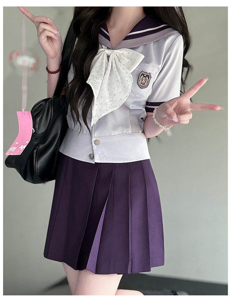セーラー服 優雅リボン付き制服風セーラートップス