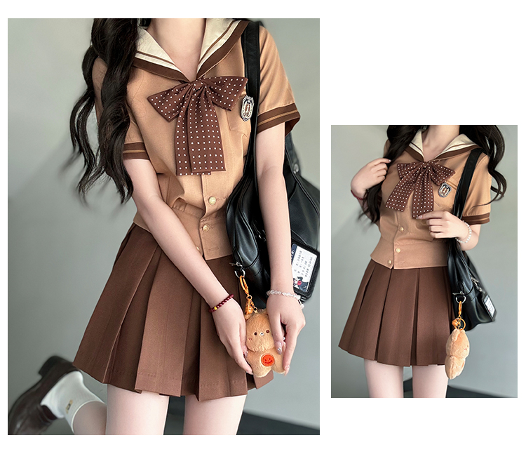 セーラー服 優雅リボン付き制服風セーラートップス