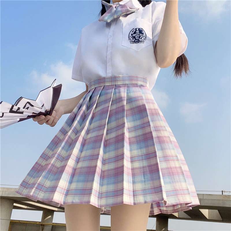 セーラー服  パステルチェック柄プリーツスカート制服セット