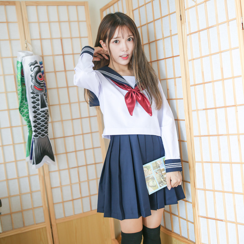長袖本格派三本ラインセーラー服上下セット