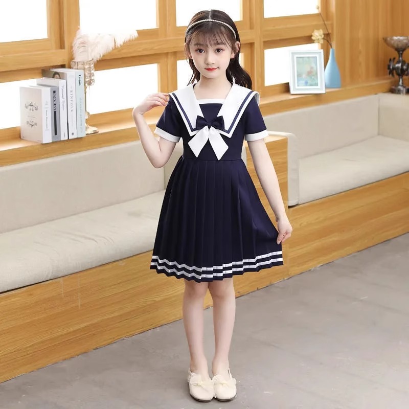 セーラー服 清楚リボン飾り半袖セーラーワンピース