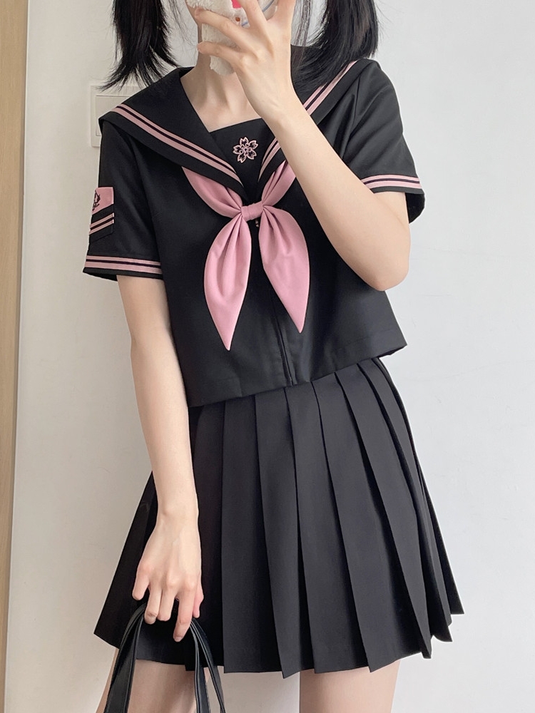 セーラー服 桜刺繍入り制服風セーラー服トップス
