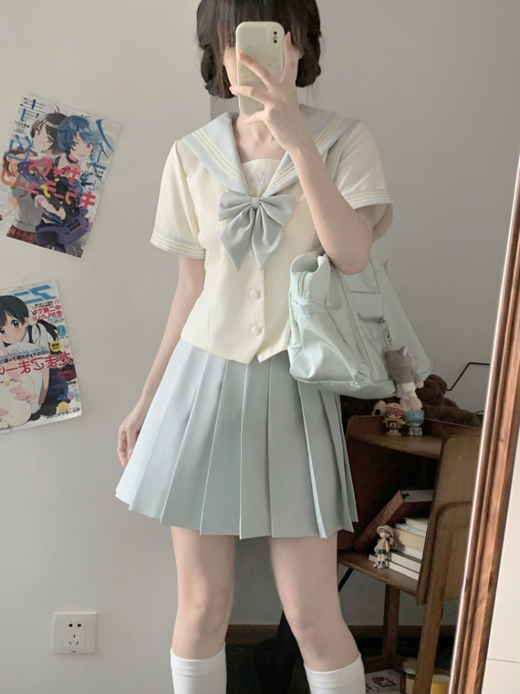 セーラー服 清楚リボン 半袖セーラーブラウス