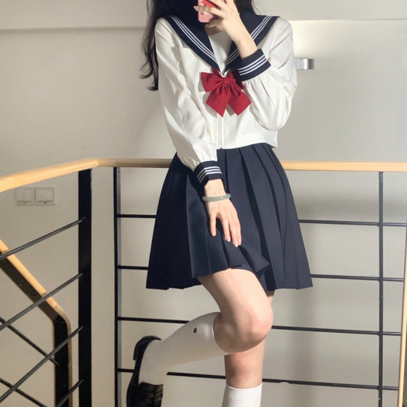 セーラー服 伝統美学 セーラー風長袖トップス