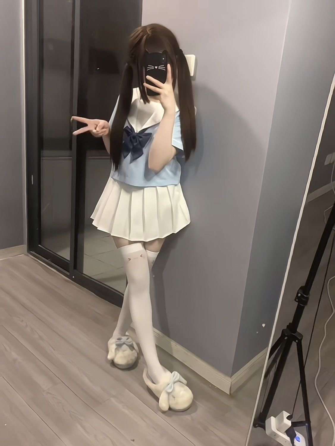 可愛いセーラー服セット 白×水色