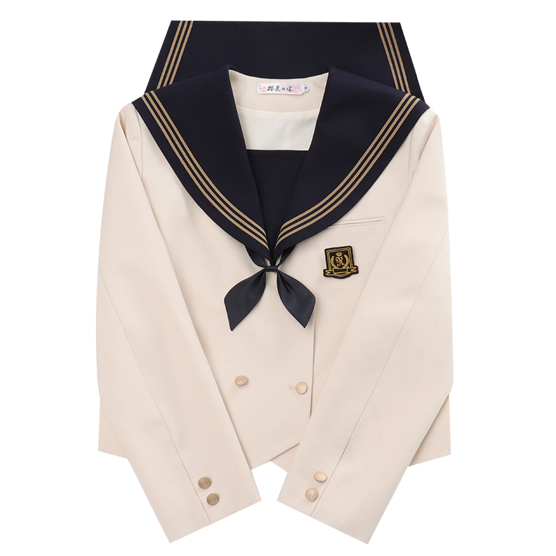 セーラー服 クラシック襟リボン付き学園風長袖ブラウス