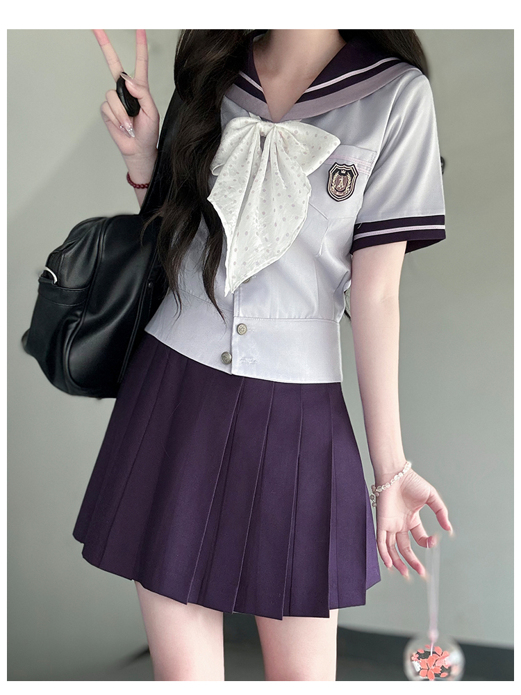 セーラー服 優雅リボン付き制服風セーラートップス