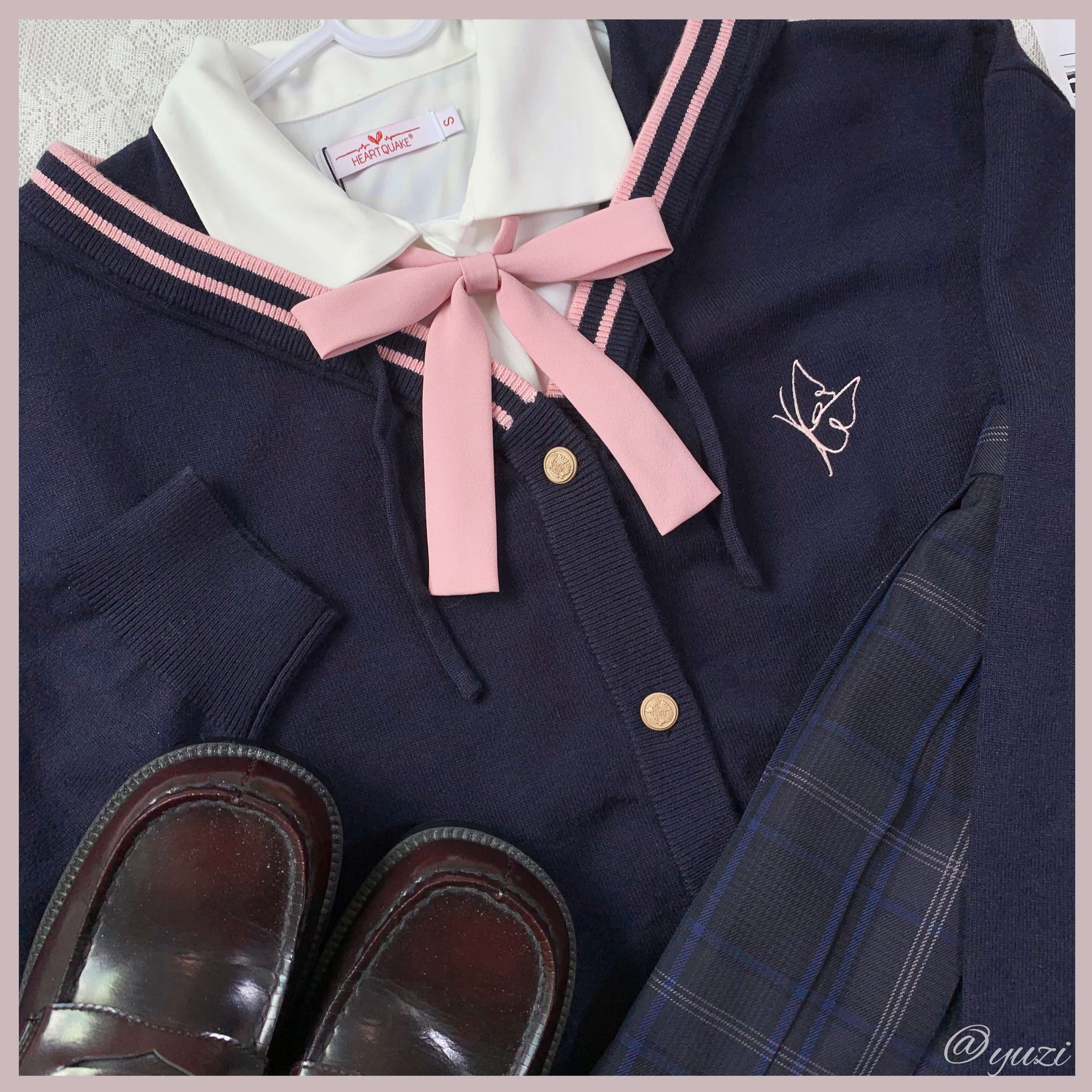 セーラー服 学生風カーディガン制服コーデ