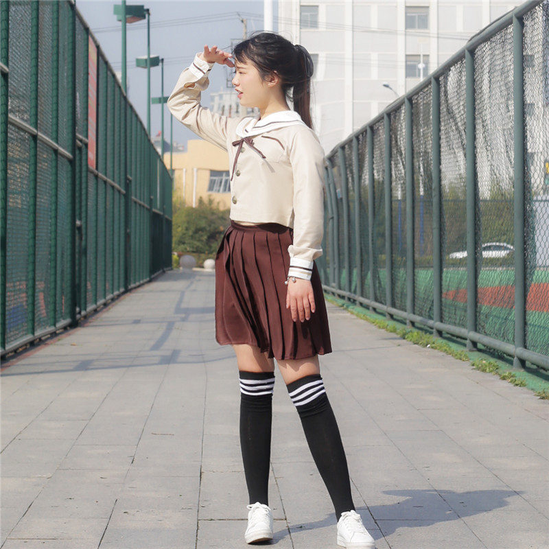 セーラー服 清楚リボン付き長袖セーラーブラウス