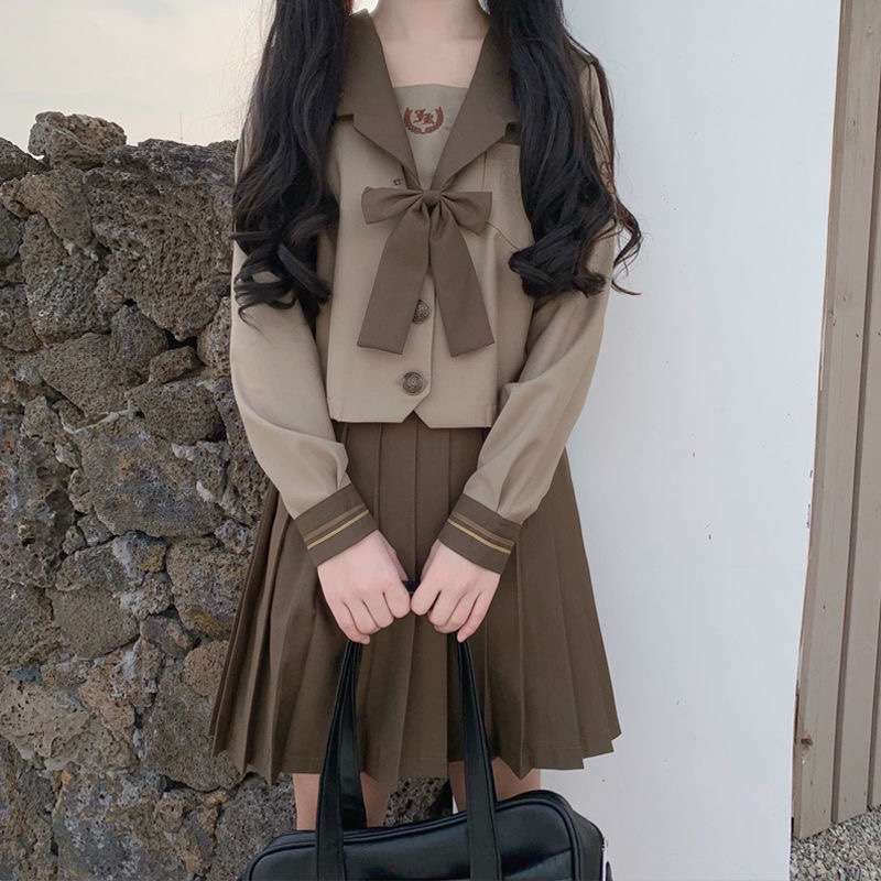 レトロ風リボン付きセーラー服制服