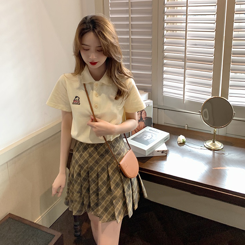 セーラー服 刺繍ワンポイント半袖セーラー風ポロシャツ