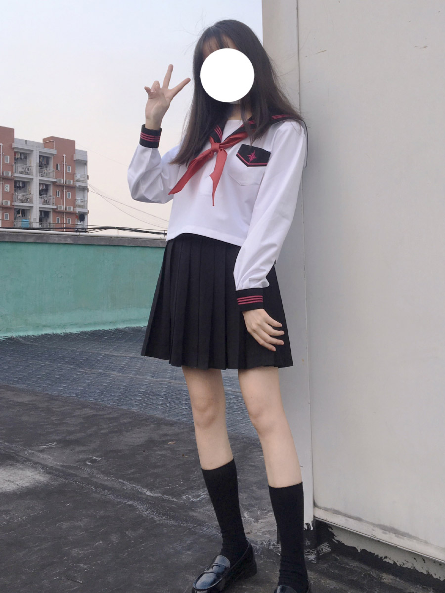 セーラー服 星型ワッペン付きマリン風セーラートップス