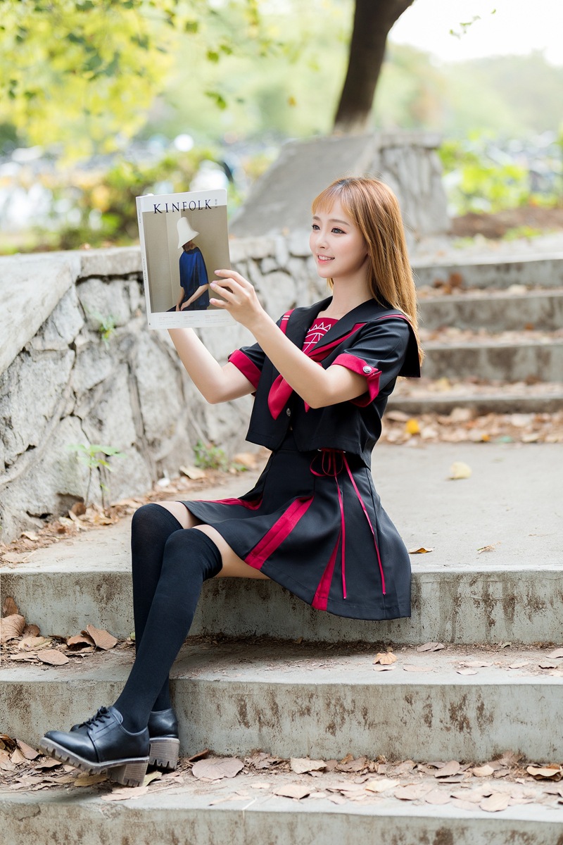 セーラー服 リボン飾り 涼やか半袖セーラートップス