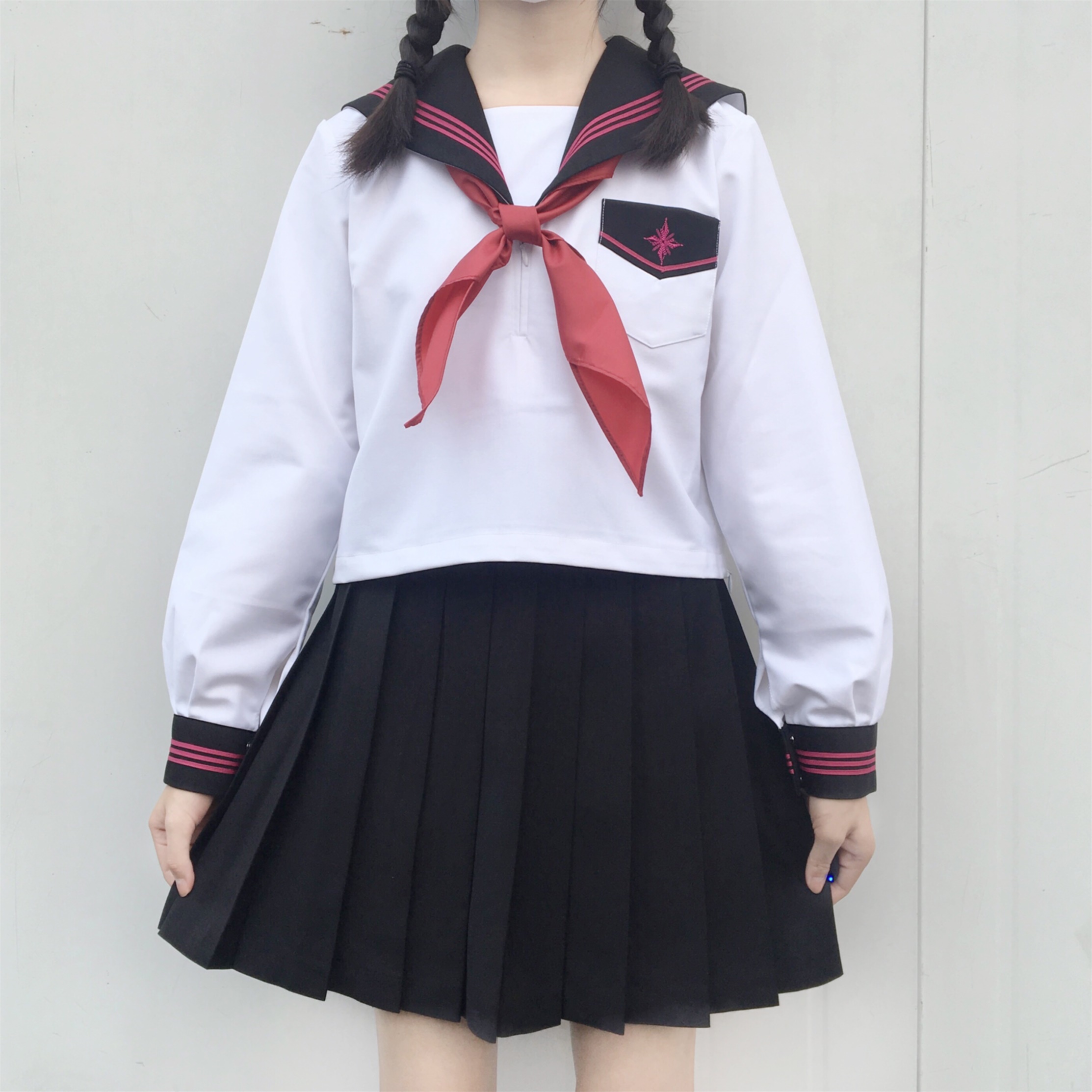 セーラー服 星型ワッペン付きマリン風セーラートップス