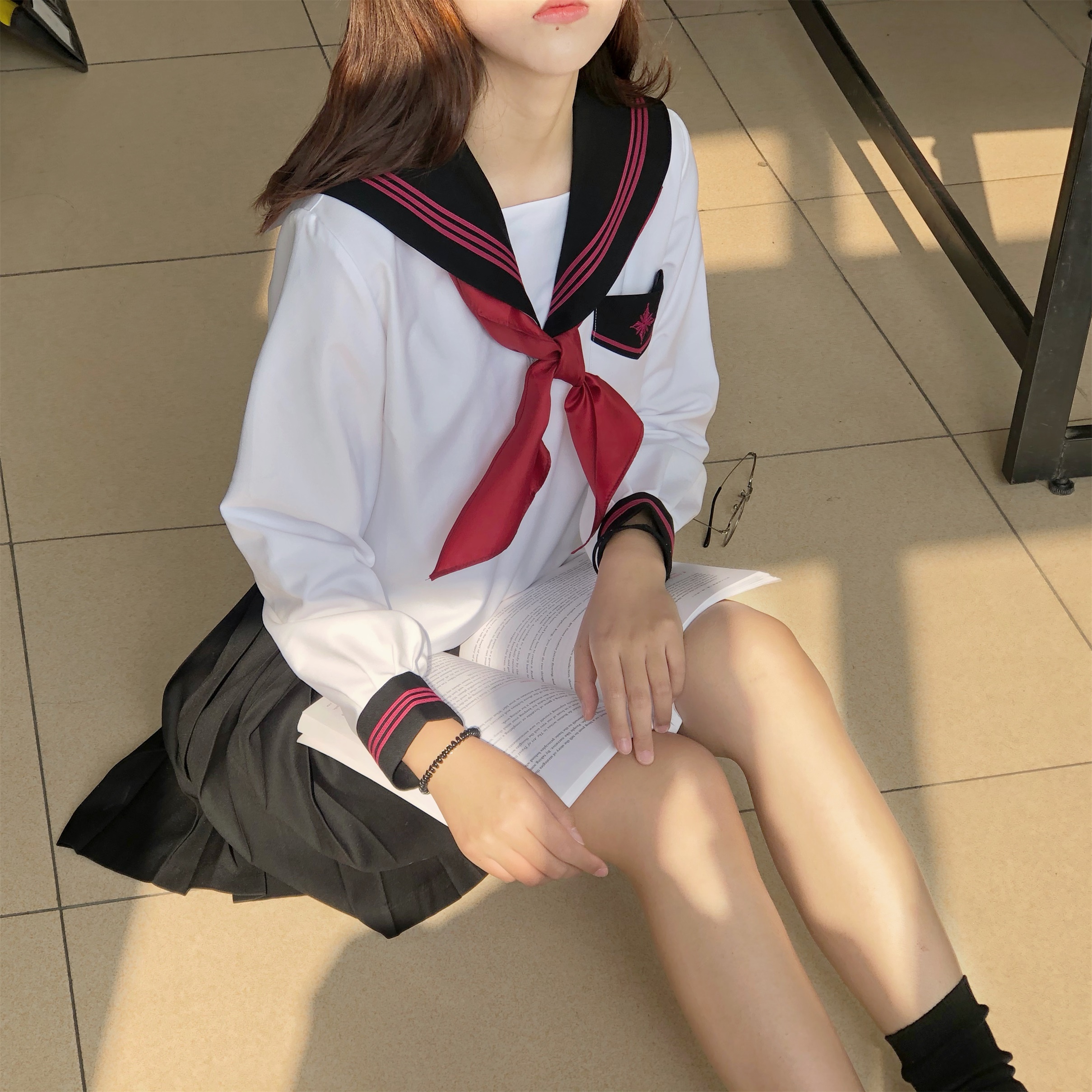 セーラー服 星型ワッペン付きマリン風セーラートップス