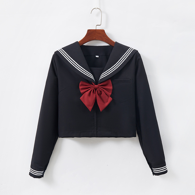 セーラー服 黒色 長袖 学生服 制服風 上下セット