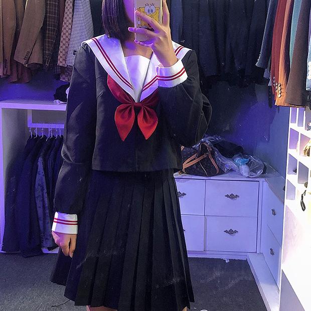 セーラー服 クラシック襟付き長袖セーラートップス