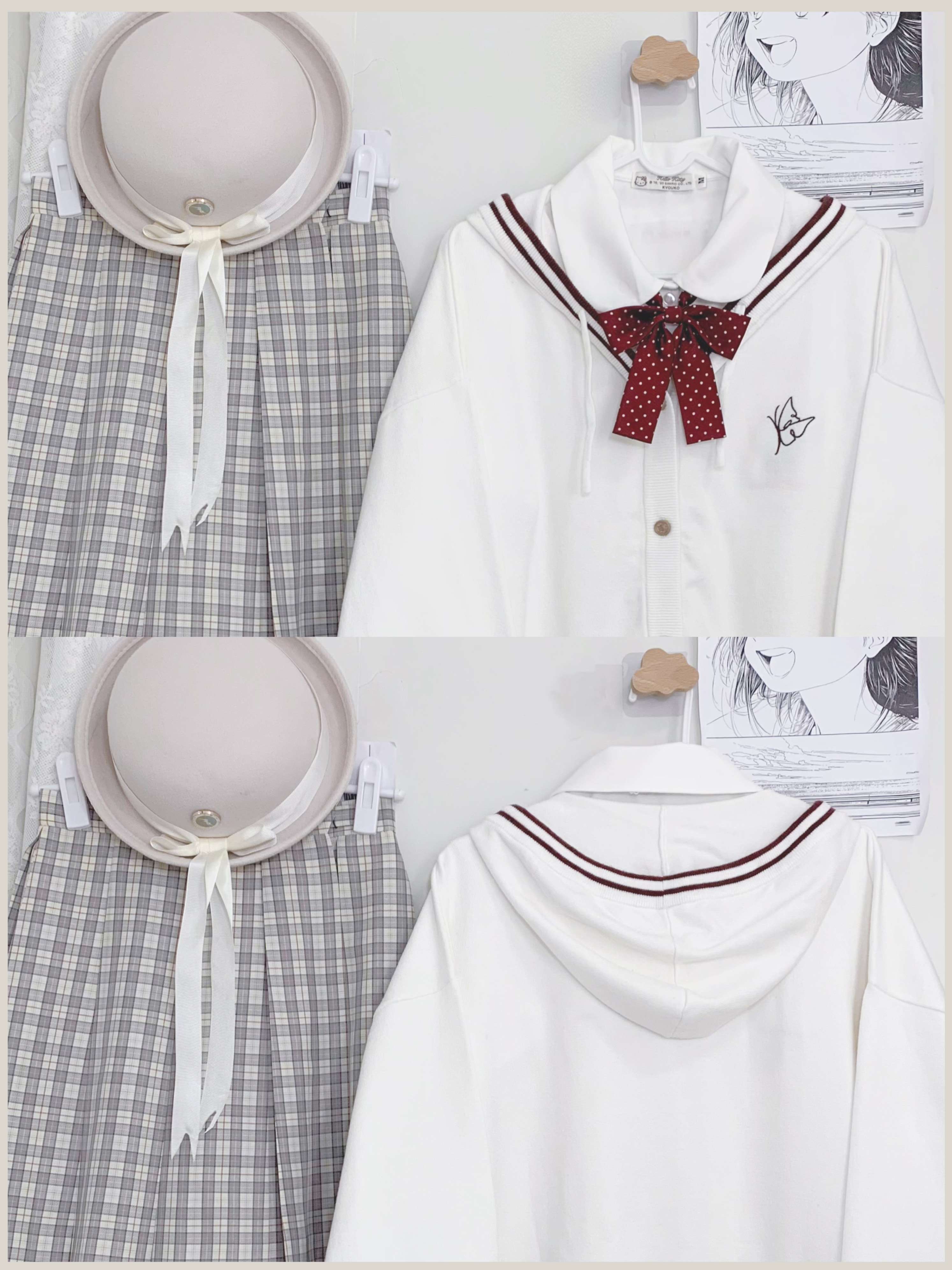 セーラー服 学生風カーディガン制服コーデ