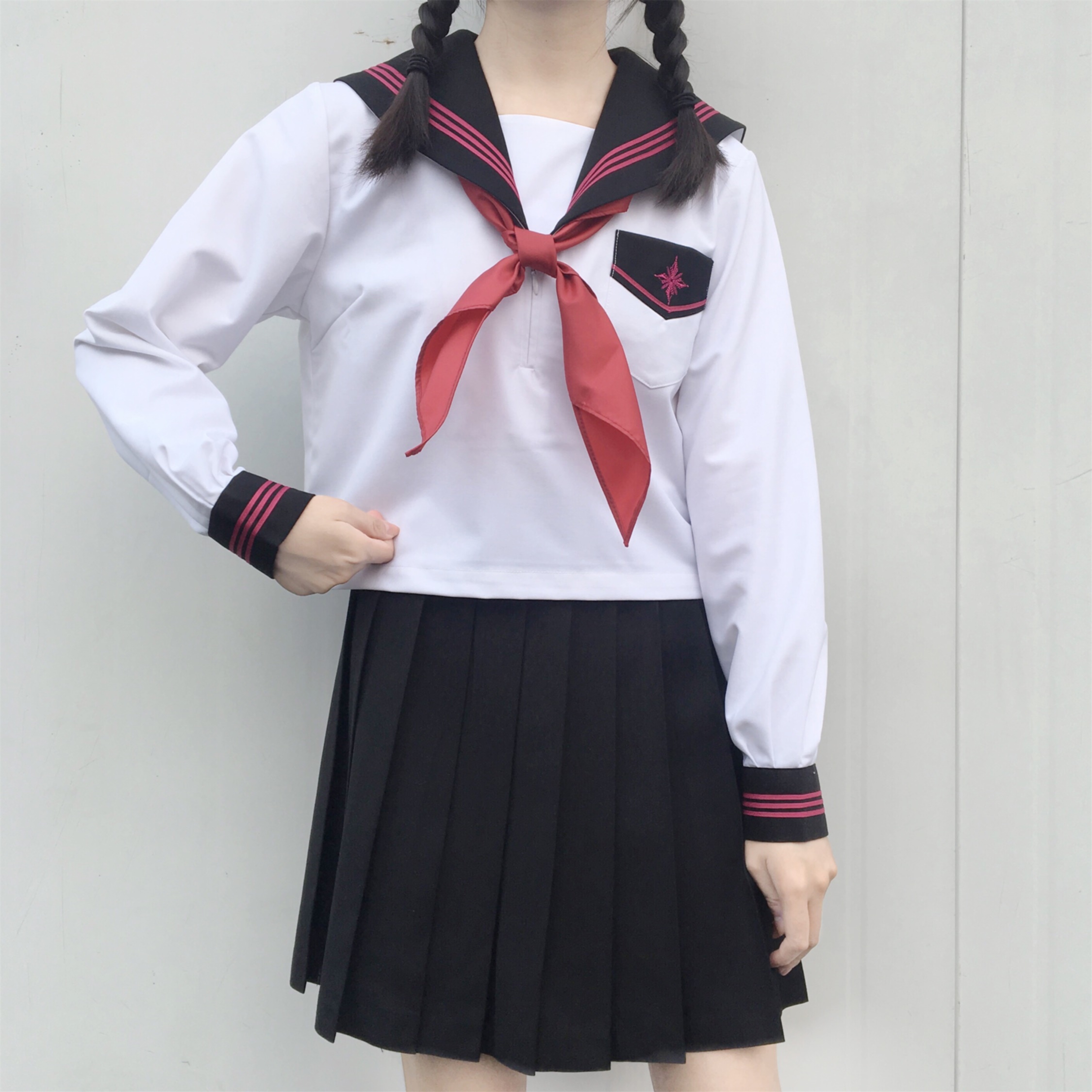 セーラー服 星型ワッペン付きマリン風セーラートップス