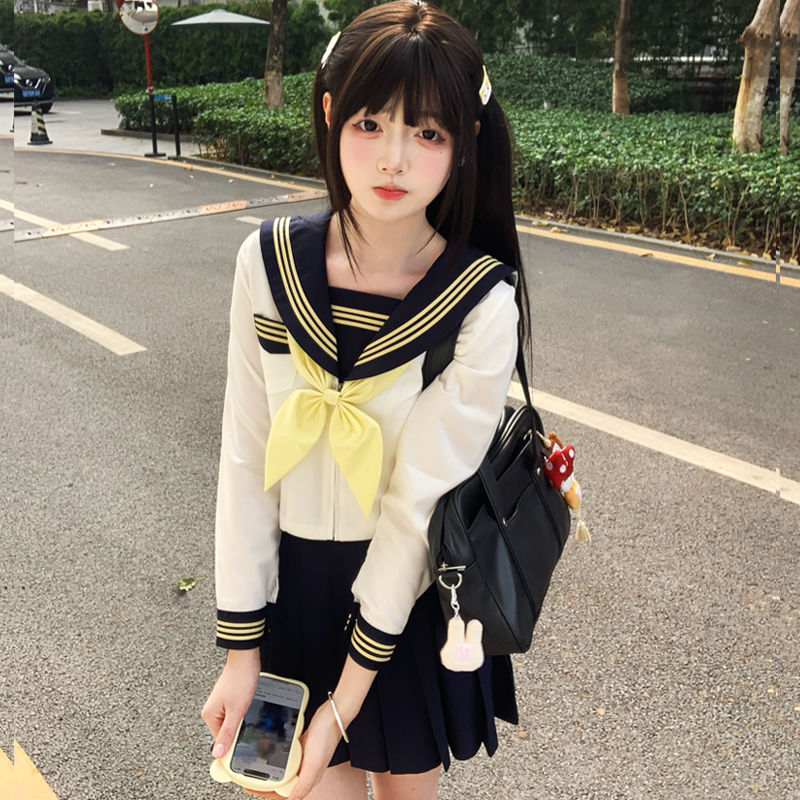 セーラー服 伝統的な襟ライン 長袖セーラートップス