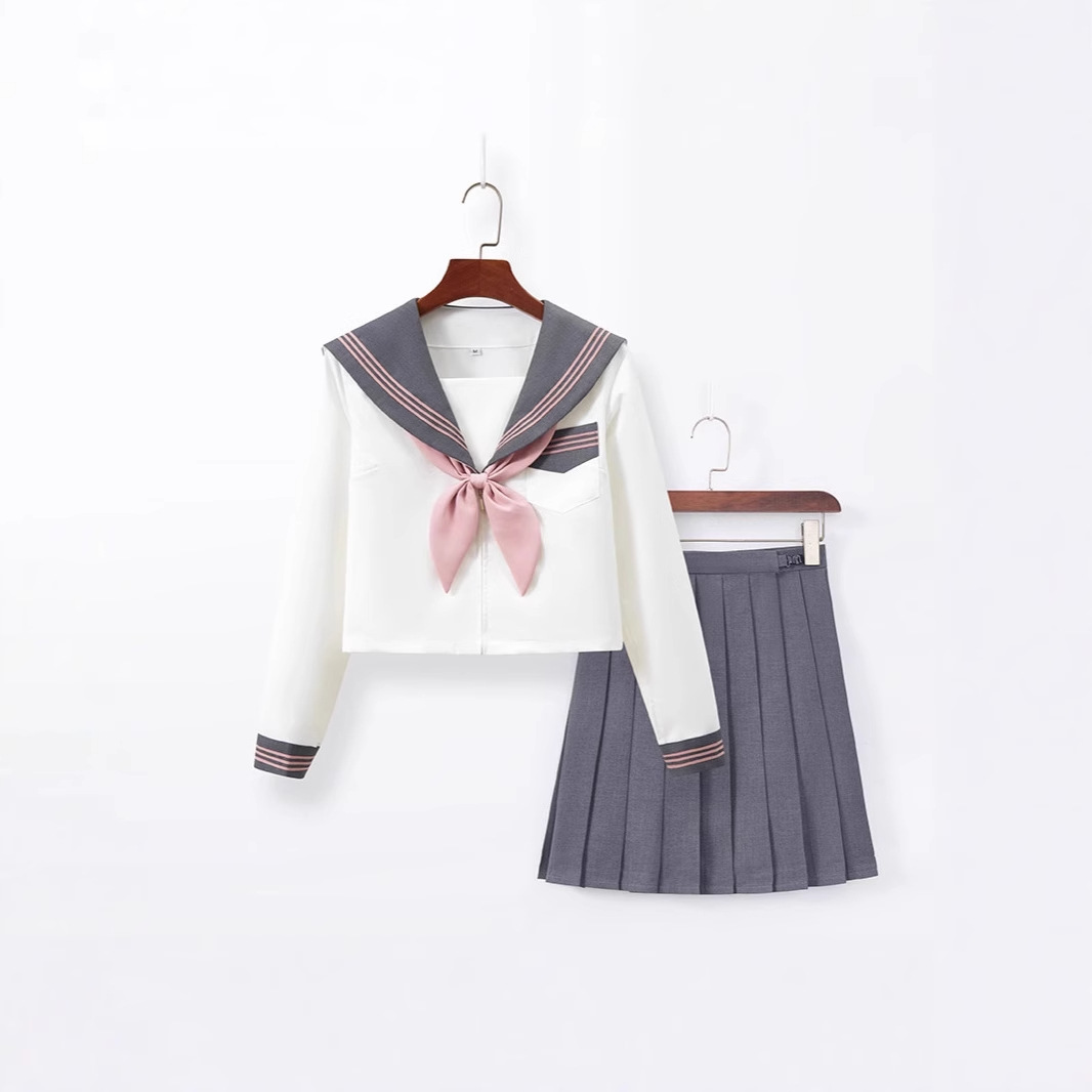 セーラー服 柔らか素材の三角スカーフリボン付きセット