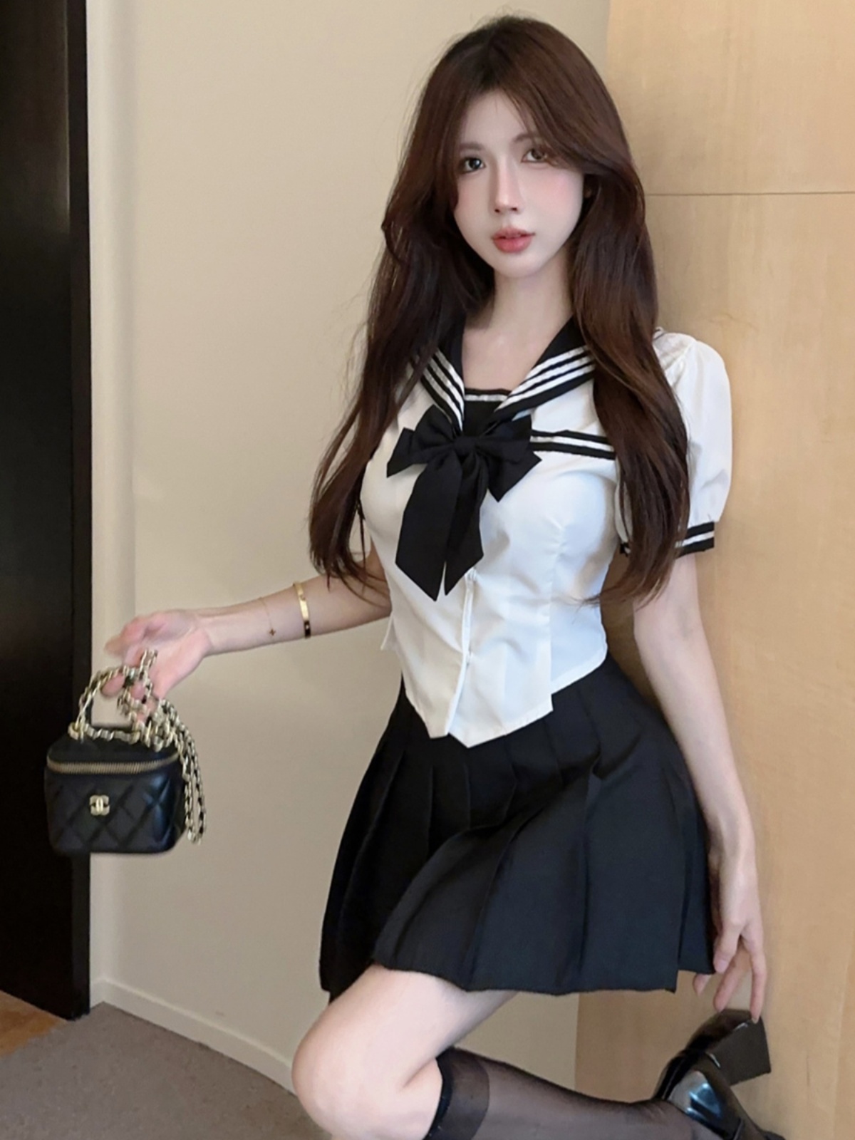 セーラー服 パフスリーブ リボン セーラーブラウス