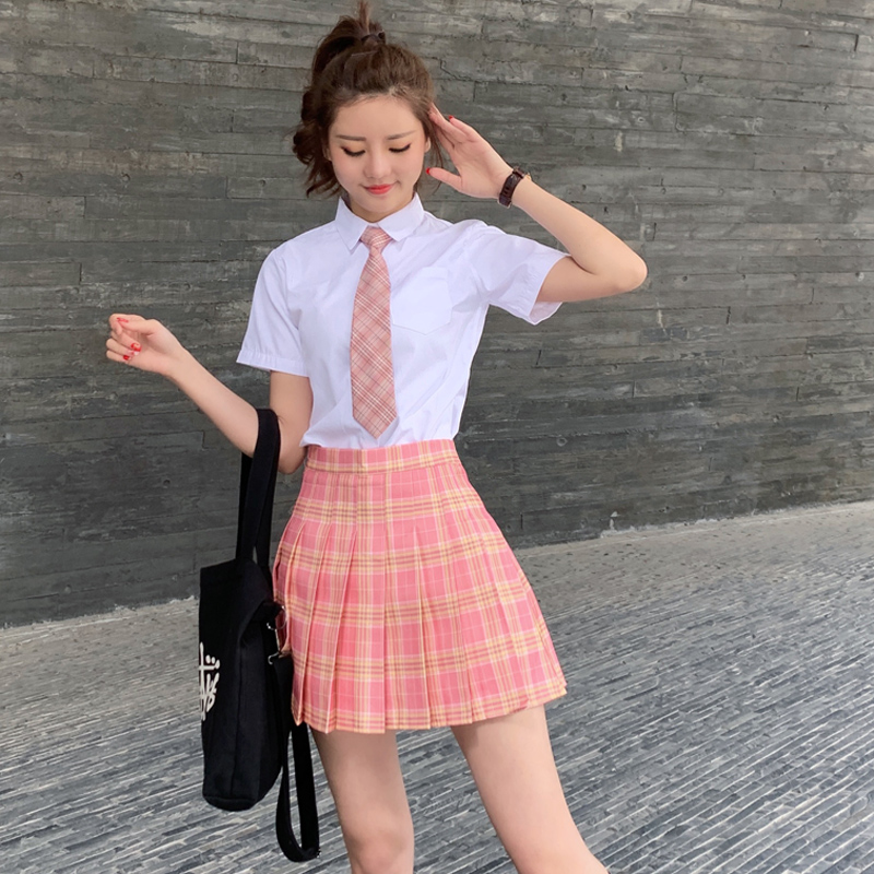 セーラー服 学園風半袖制服ブラウス ネクタイ付きスクールシャツ