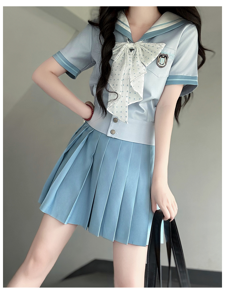 セーラー服 優雅リボン付き制服風セーラートップス