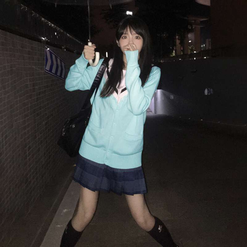 学生風カーディガン付きセーラー服セット