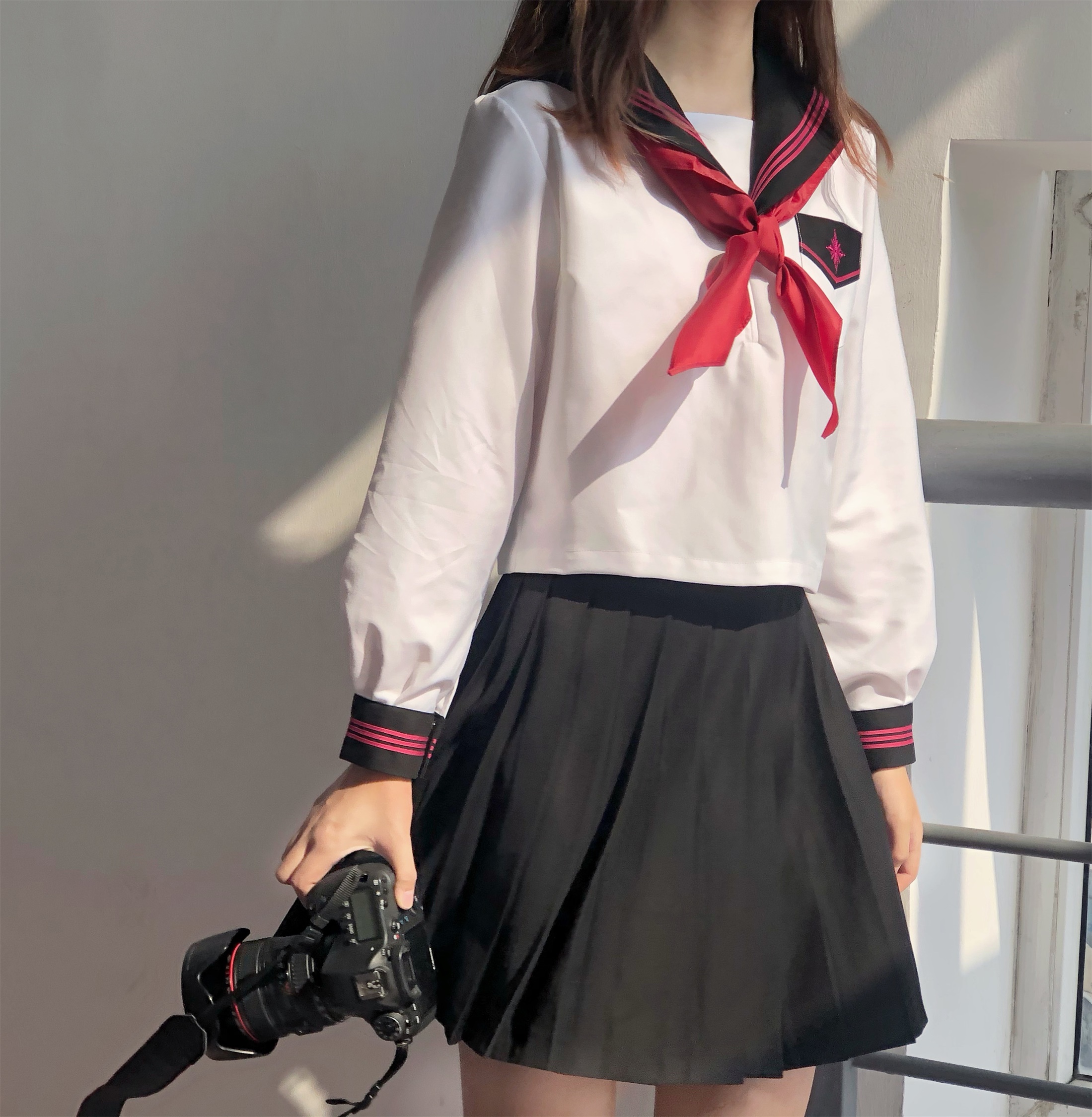 セーラー服 星型ワッペン付きマリン風セーラートップス