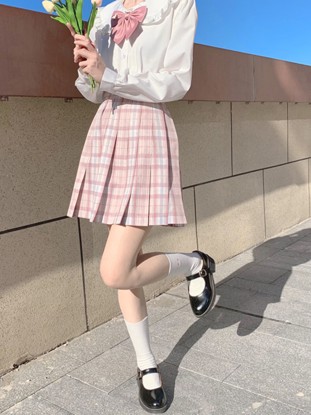 セーラー服 リボン付きフリルカラーセーラーブラウス