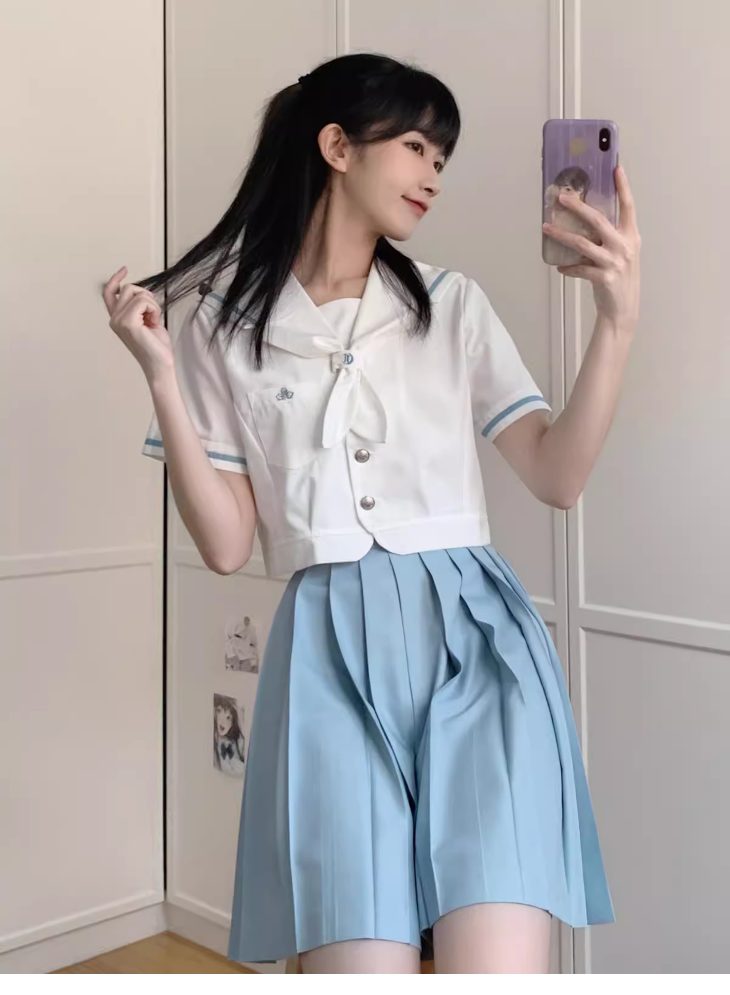 セーラー服 清涼感あふれる半袖セーラートップス