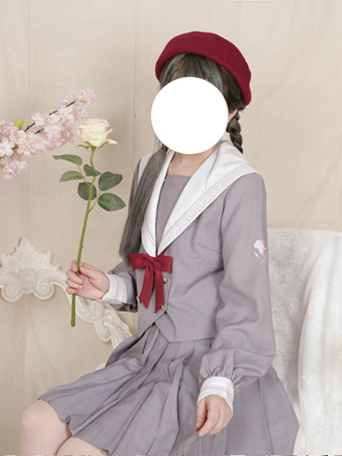 セーラー服 花刺繍入り清楚セーラー制服