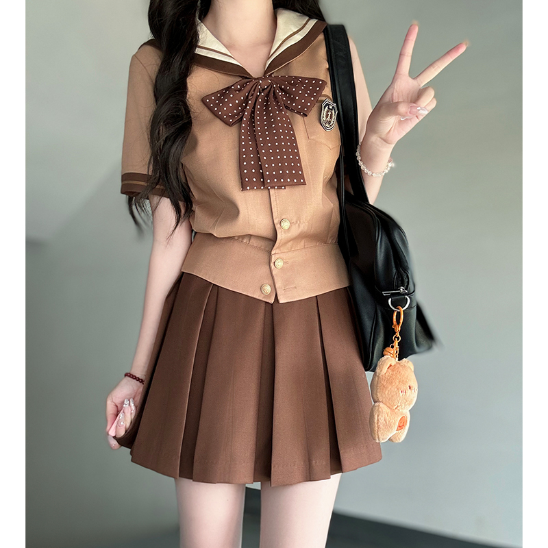 セーラー服 優雅リボン付き制服風セーラートップス