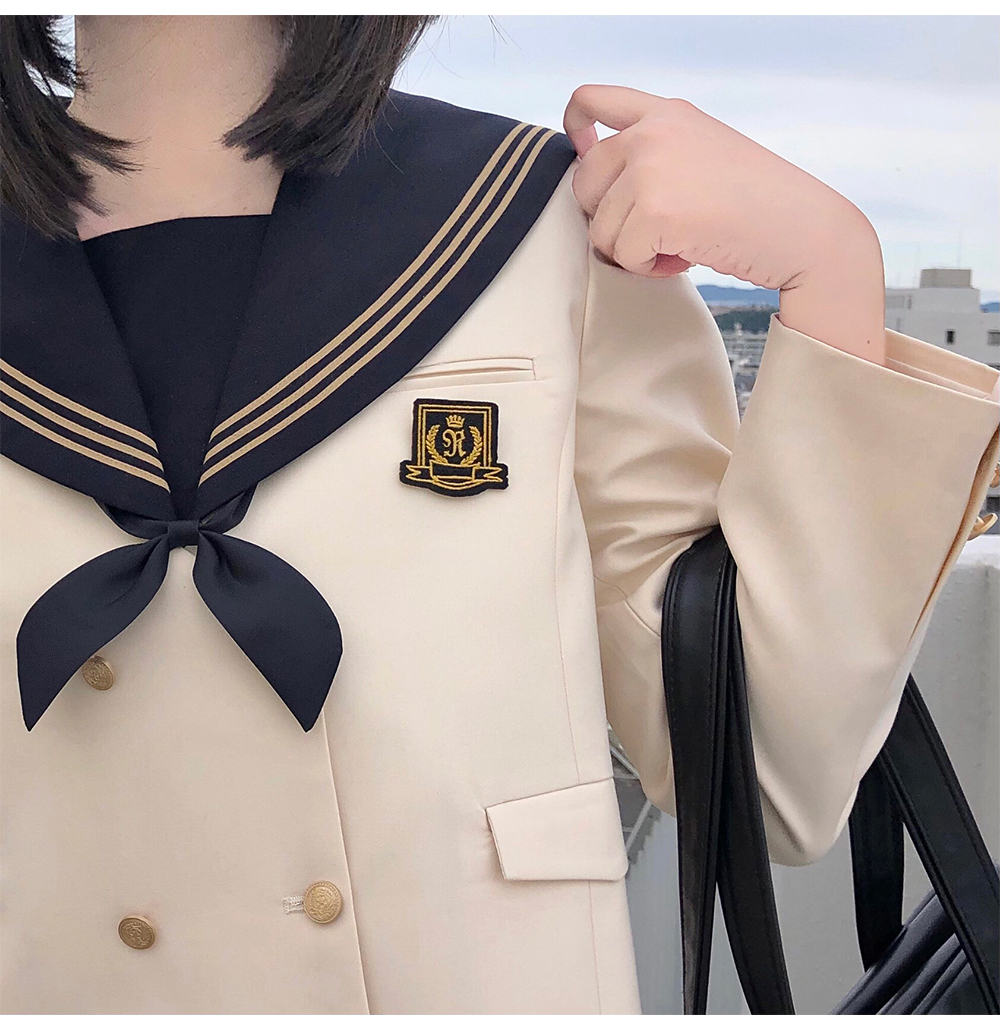 セーラー服 クラシック襟リボン付き学園風長袖ブラウス