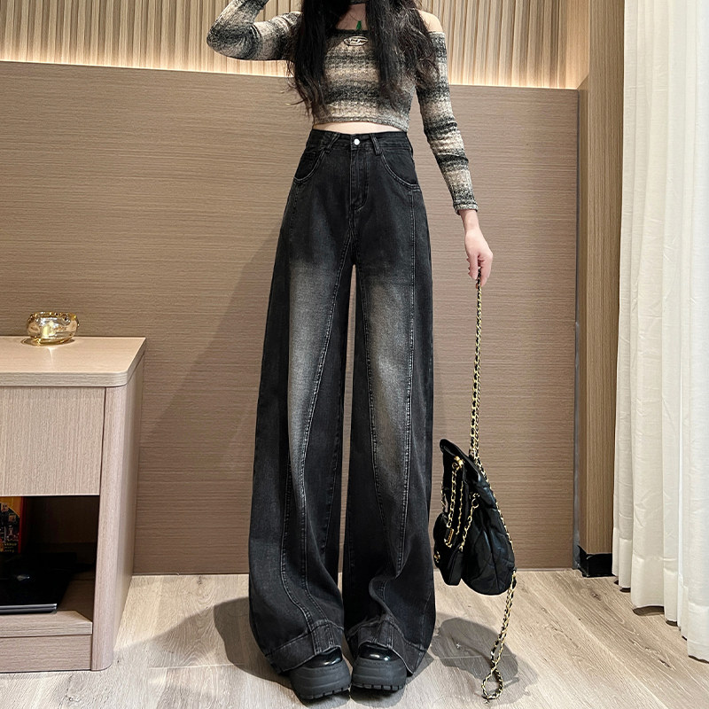 フレアパンツ ハイウエストワイドフレアデニムパンツ