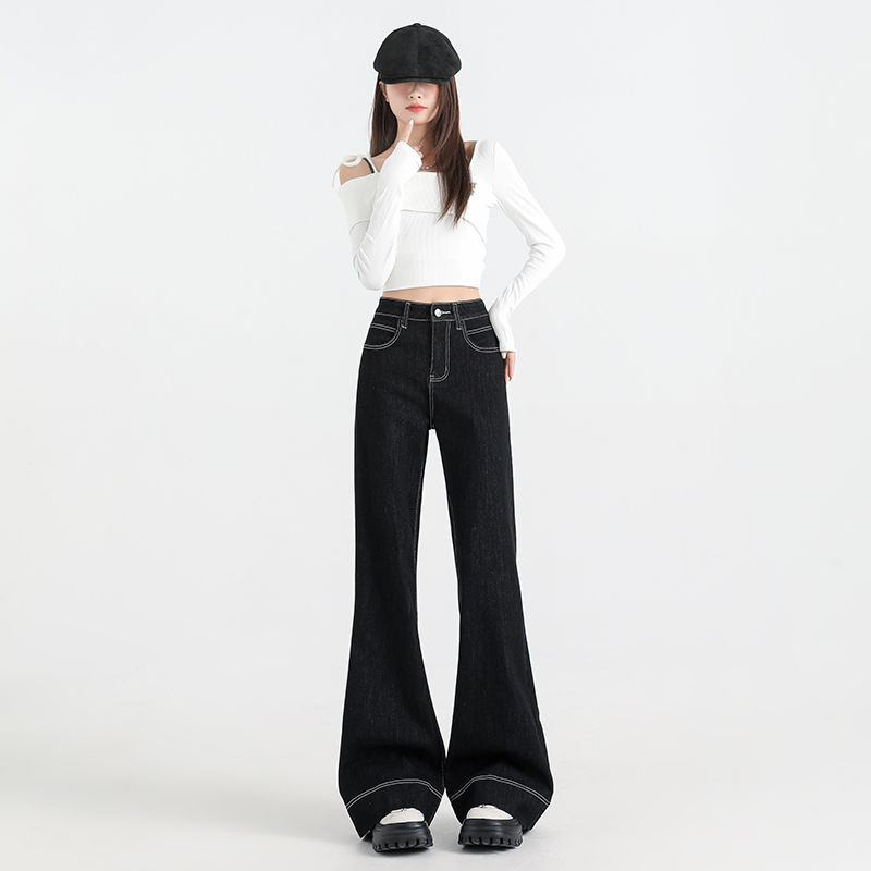 ヴィンテージ風広がり裾ハイウエストフレアパンツ