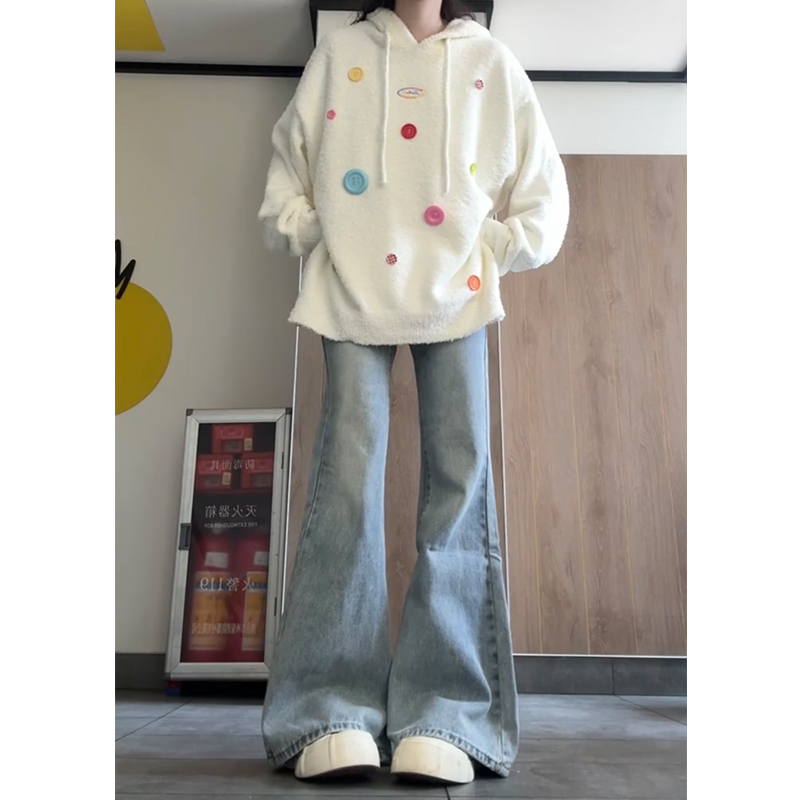 フレアパンツ ゆったり裾広がりデニムパンツ