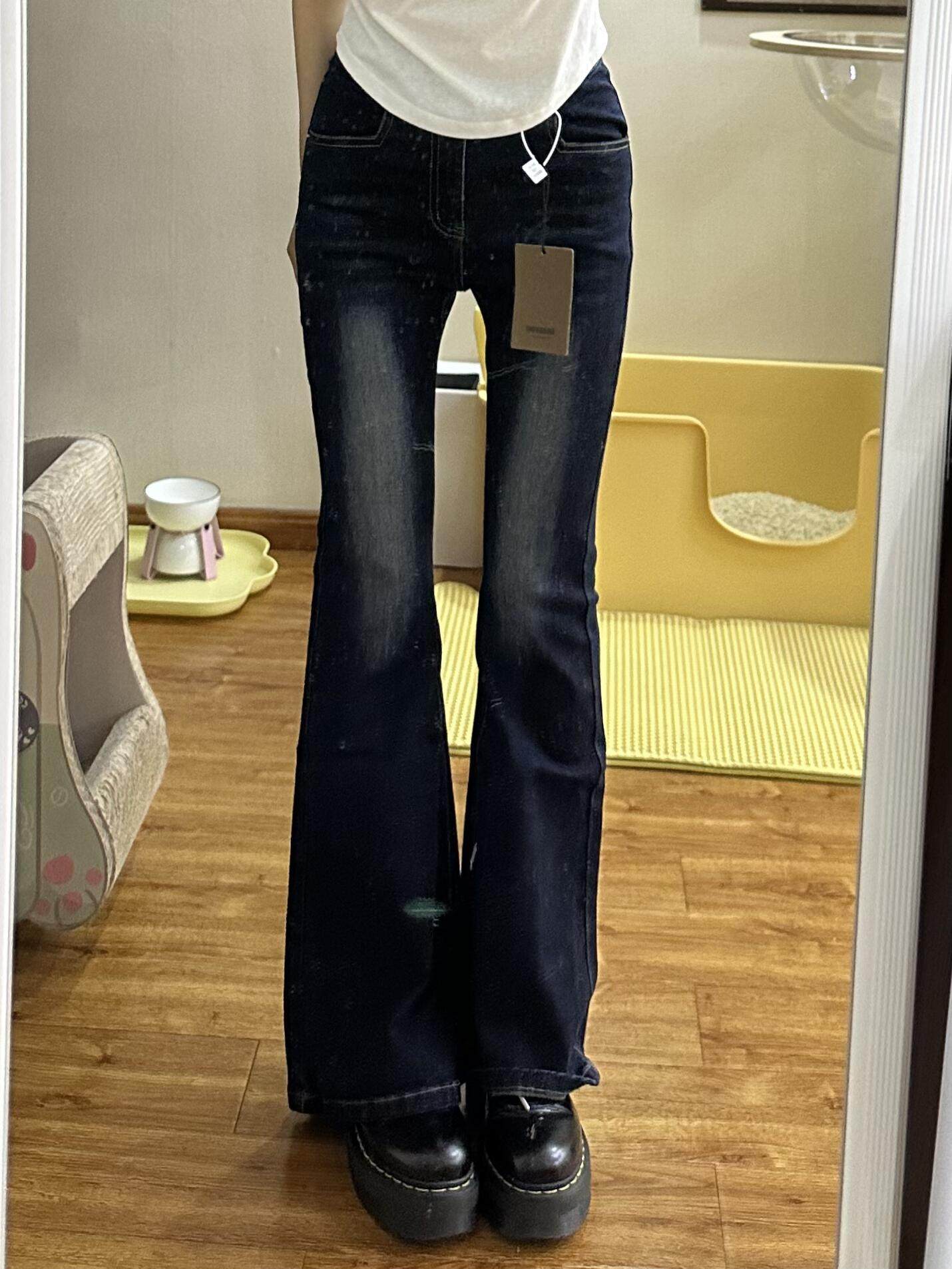 フレアパンツ 美脚効果抜群ハイウエストフレアデニムパンツ