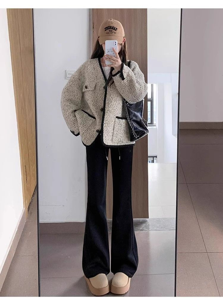 フレアパンツ レース重ね着風フレアスウェットパンツ