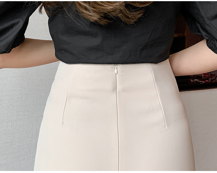 フレアパンツ 装飾ボタン付きハイウエストフレアスラックス