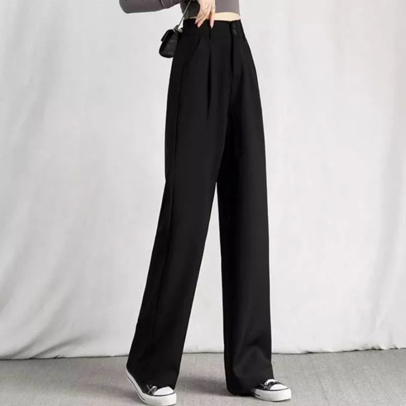 フレアパンツ 美脚見えワイドシルエットタックスラックス